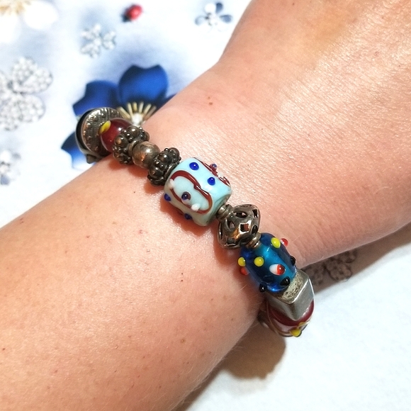 GORGEOUS Silpada Sterling Lampwork Glass Bracelet - Picture 7 of 7